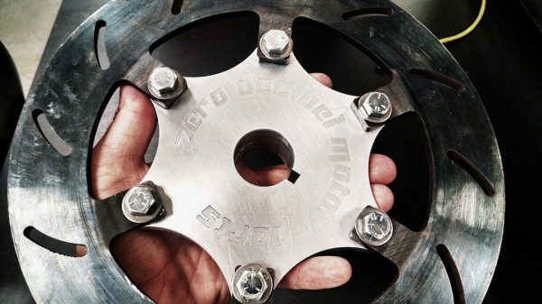 Rear brake rotor hub for Mowtini Racing.